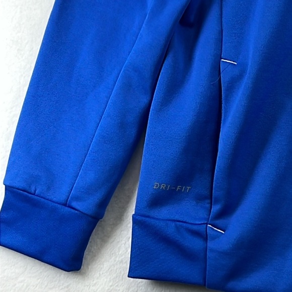 Nike Dri-Fit Men’s Hoodie Sz L Blue Pullover Kangaroo Pocket 100% Polyester EUC - Picture 5 of 11